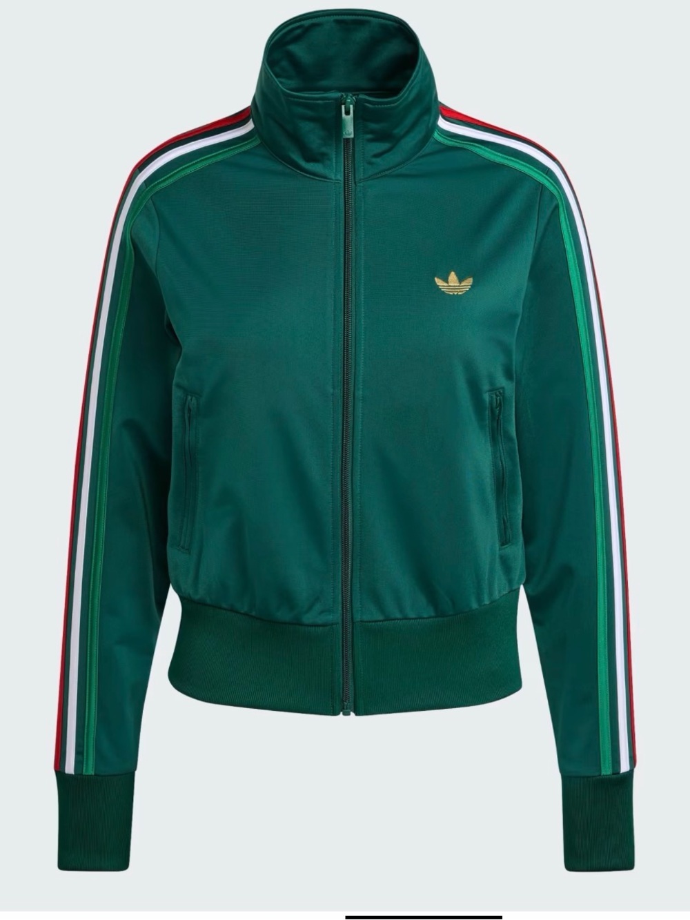 Set Adidas Dark Green Bomber Jacket - pants with Red/White /Light Green Stripes